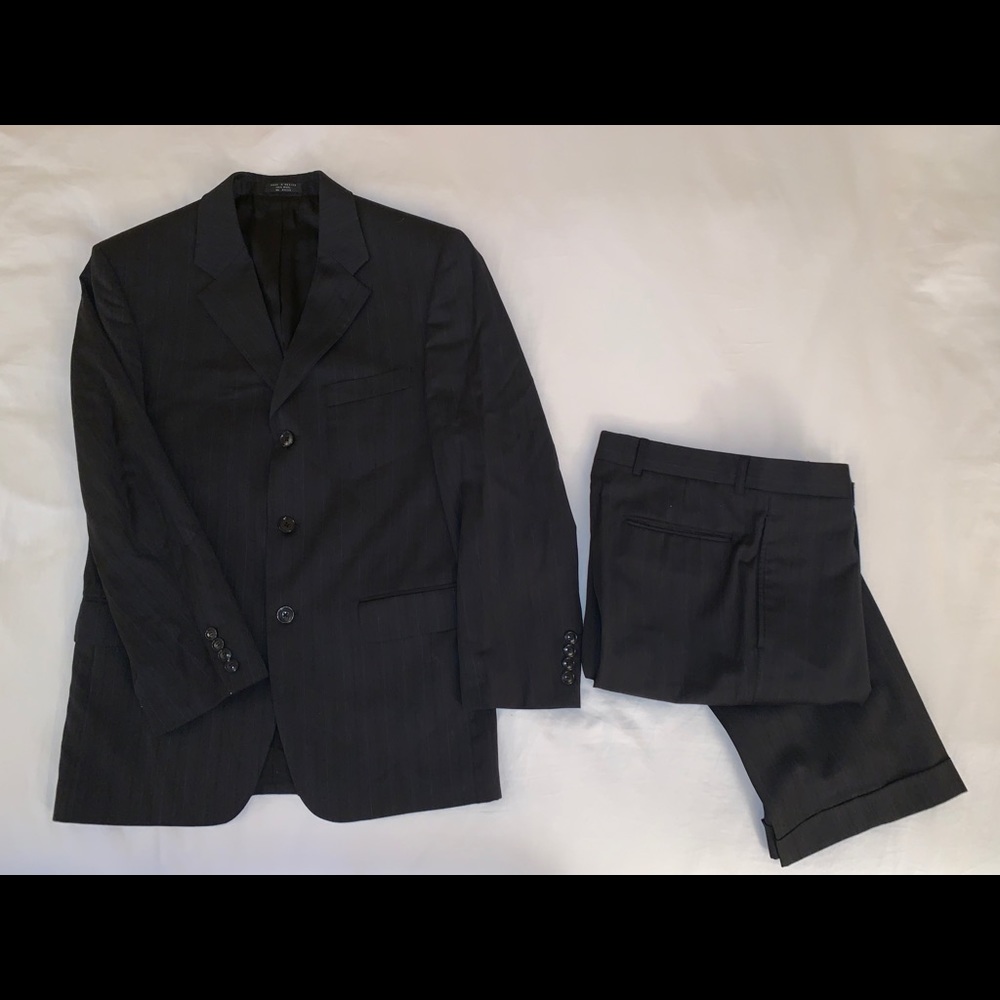 Men’s pinstripe suit by Jones New York Collection.